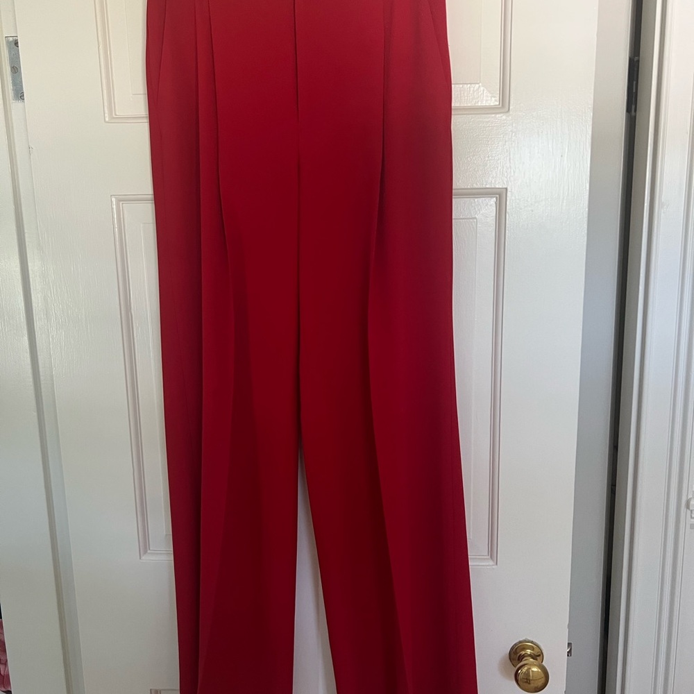 Alice + Olivia Vibrant Red Wide Leg Pants